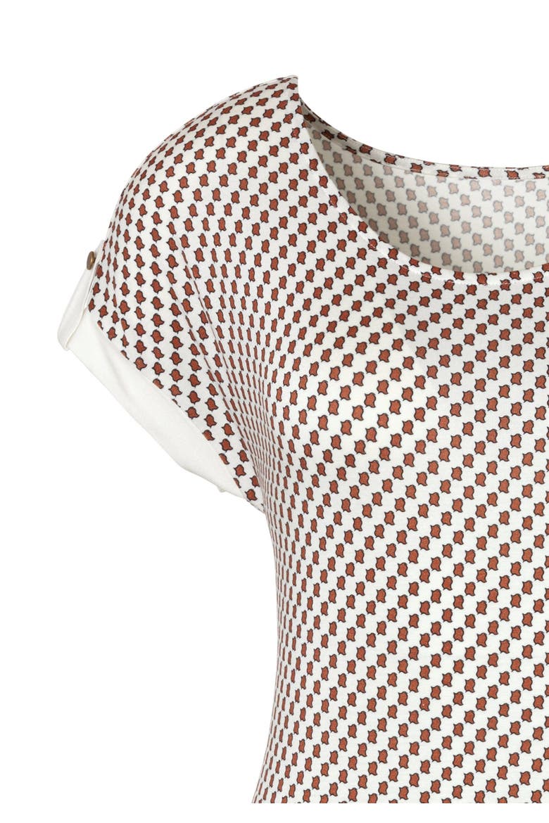 Rounded Neckline Top, Alternate, color, White Printed
