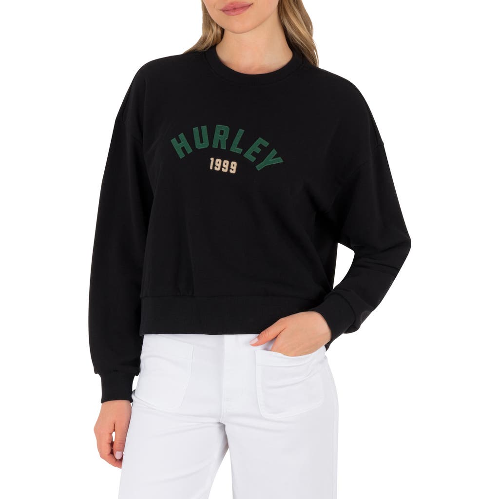 Hurley Worthy Boxy Cotton French Terry Graphic T-shirt In Black