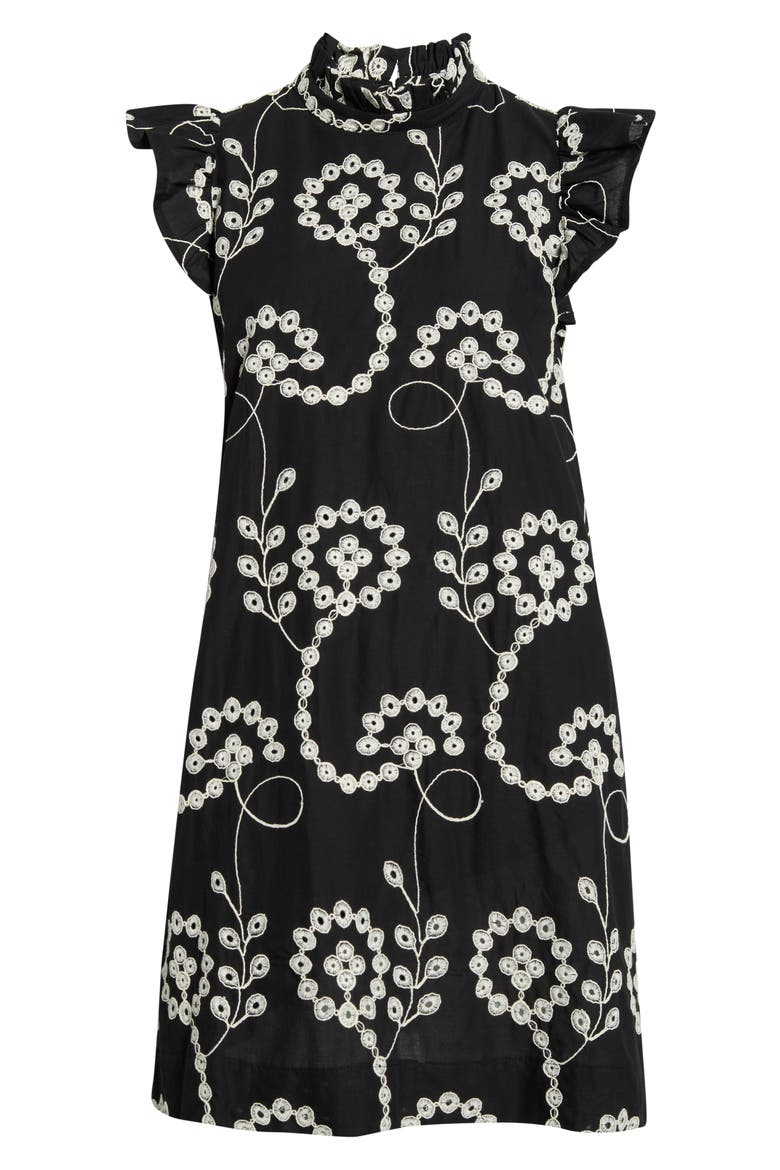 Rindy Eyelet Shift Minidress, Alternate, color, BLACK-WHITE