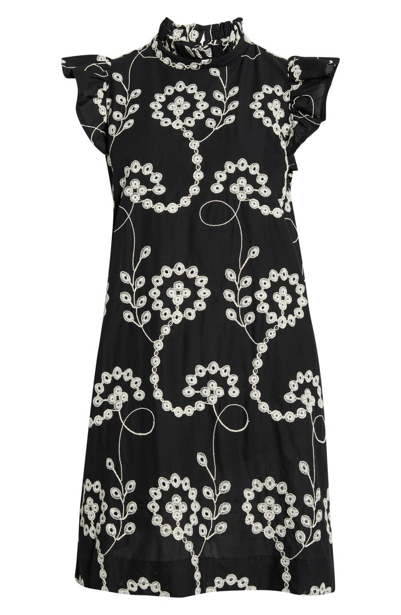 SUGARLIPS Rindy Eyelet Shift Minidress, Main, color, Black-White