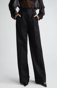 Dolce&Gabbana Pleated Cuff Hem Virgin Wool & Silk Trousers