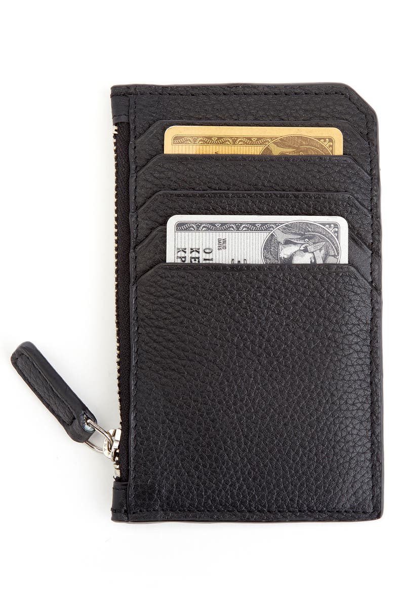 ROYCE New York Personalized Card Case, Alternate, color, Black- Deboss