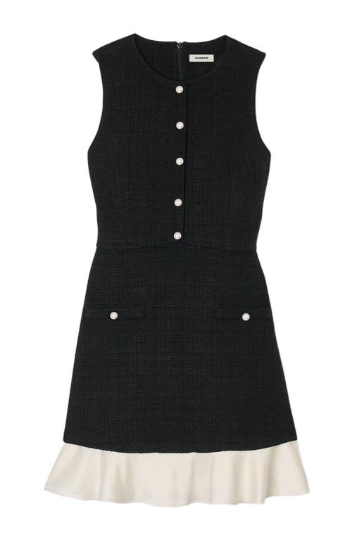 Sandro Tweed Mini Dress In Black