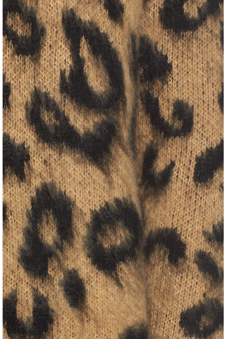 Leopard Print Jacquard Cardigan, Alternate, color, TAN LEOPARD