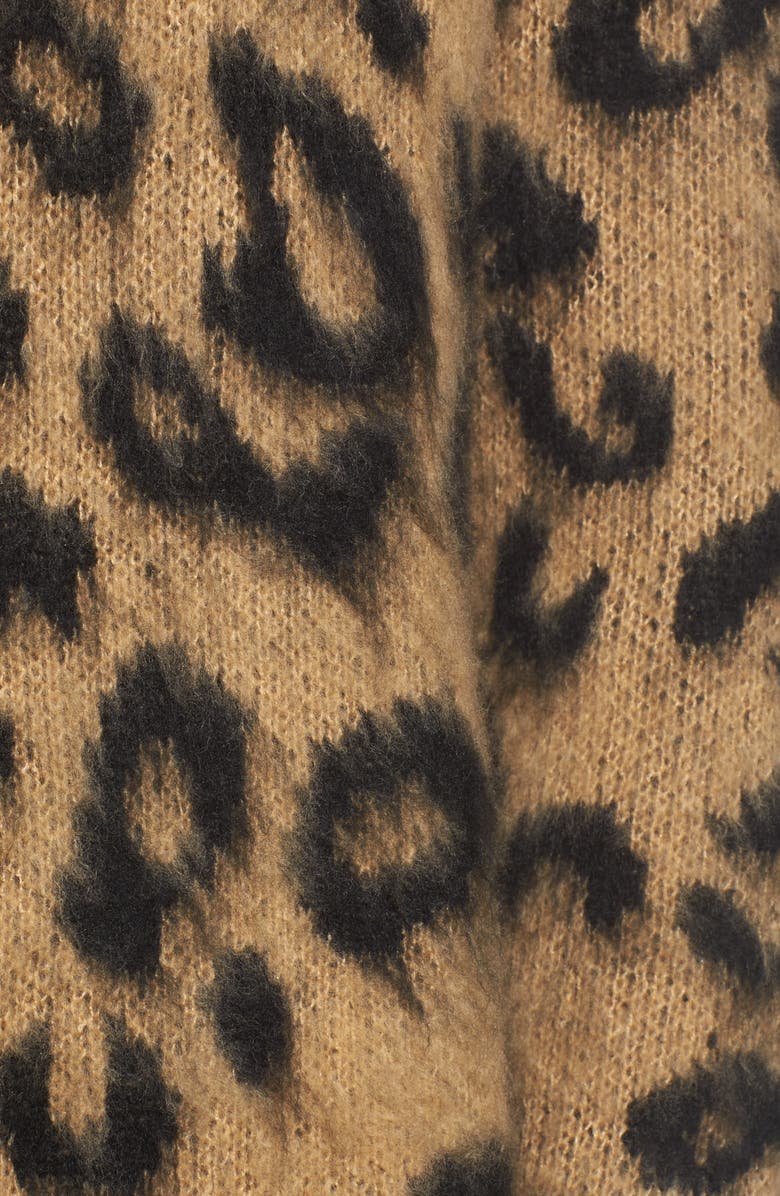 BP. Leopard Print Jacquard Cardigan, Alternate, color,