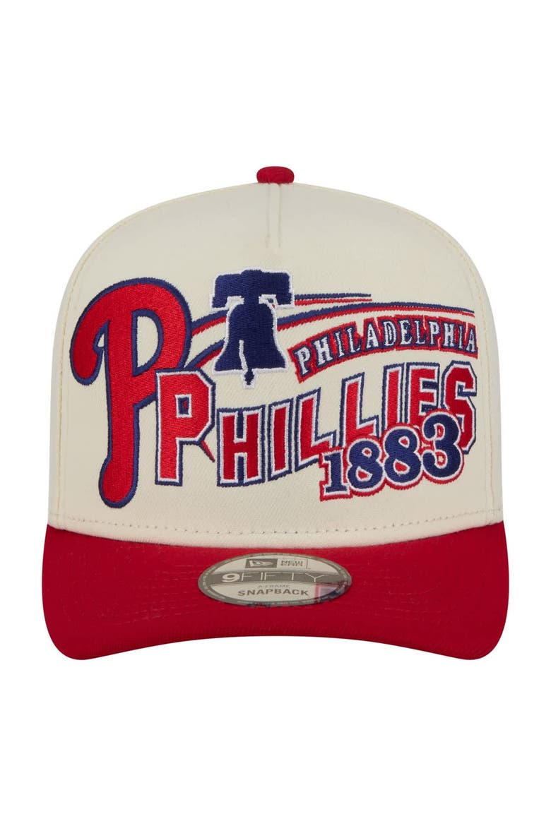 Men's New Era  Cream/Red Philadelphia Phillies Classic A-Frame 9FIFTY Snapback Hat, Alternate, color, Cream