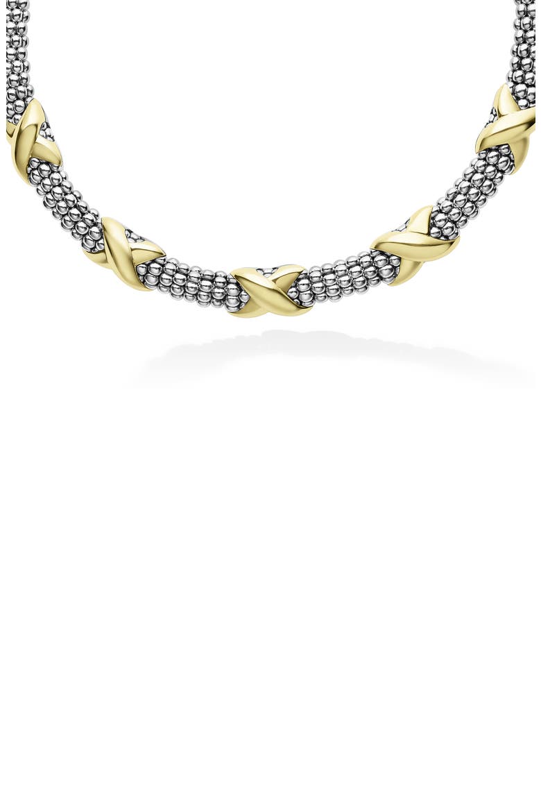 Embrace Station Collar Necklace, Alternate, color, SILVER/GOLD