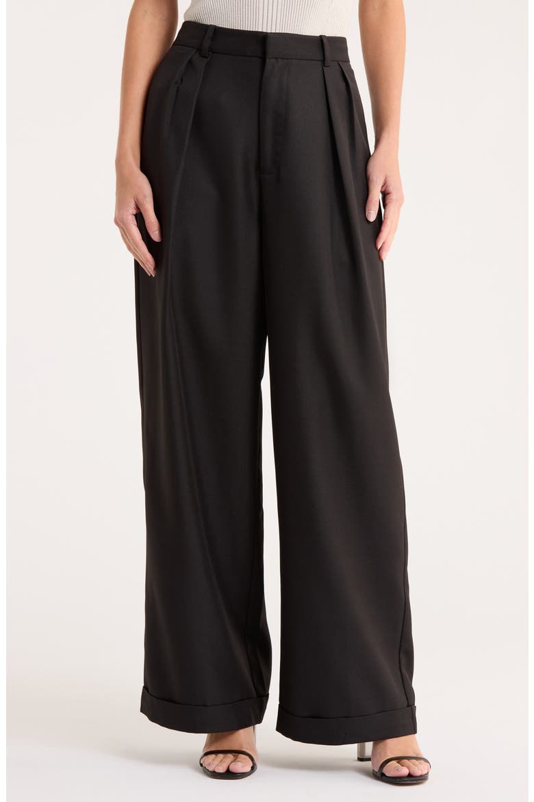 Maddox Pleated Cuff Trousers, Main, color, BLACK