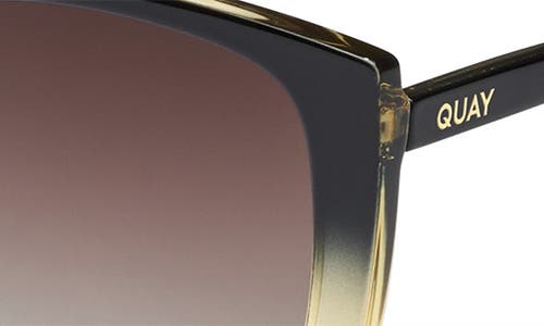 Quay Ever After 59mm Cat Eye Sunglasses In Black Yellow/brown