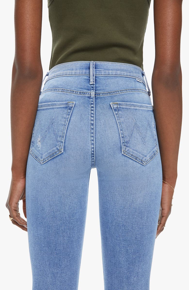 MOTHER The Dazzler Mid Rise Frayed Ankle Slim Jeans, Alternate, color,