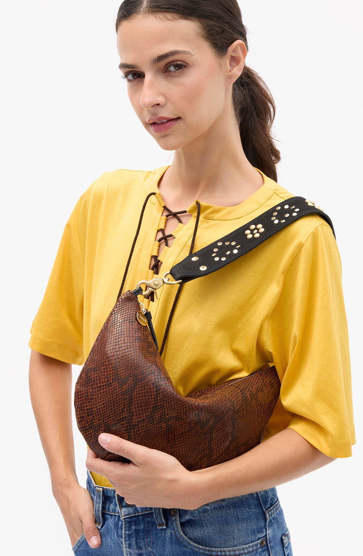 Pierre Snake Embossed Leather Shoulder Bag, Alternate, color, AUBURN