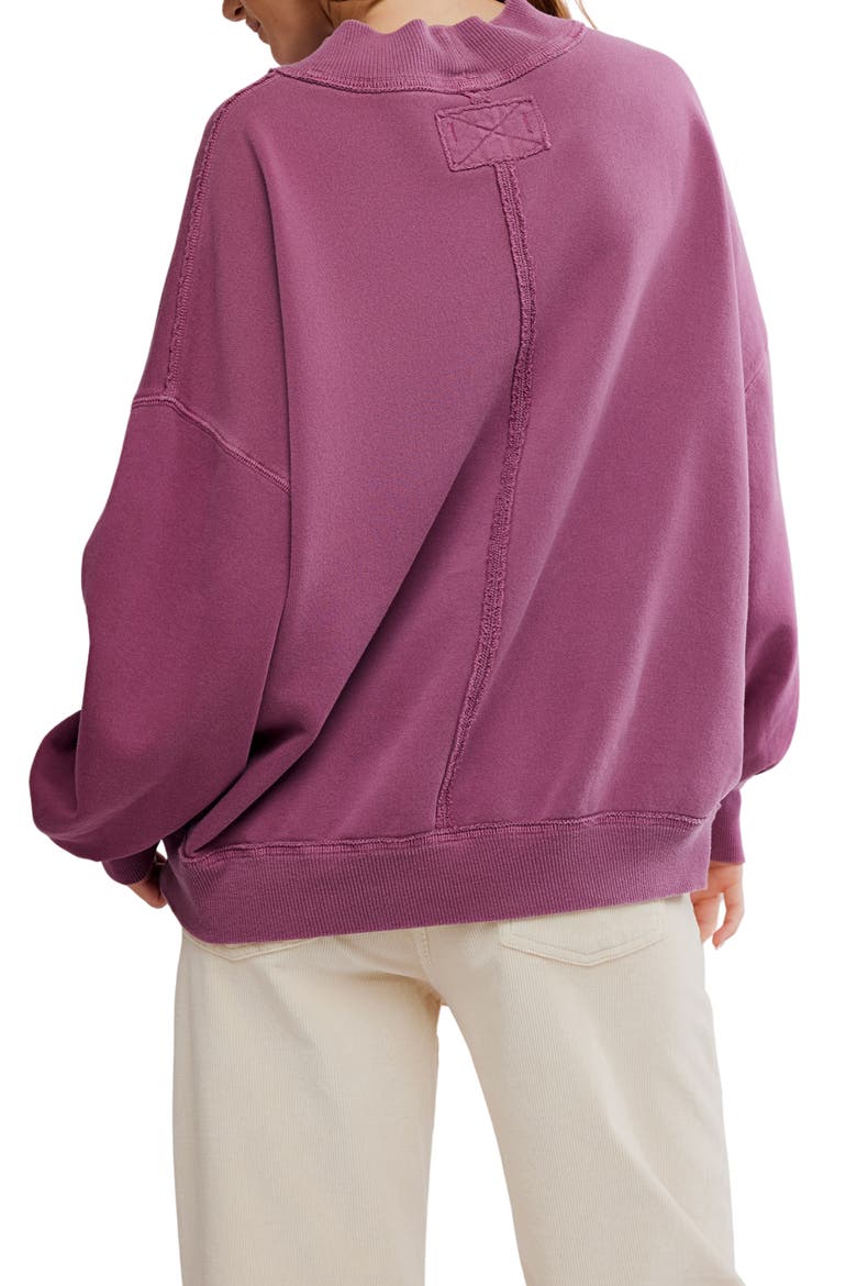 Palm Springs Mock Neck Cotton Fleece Sweatshirt, Alternate, color, DAMSON