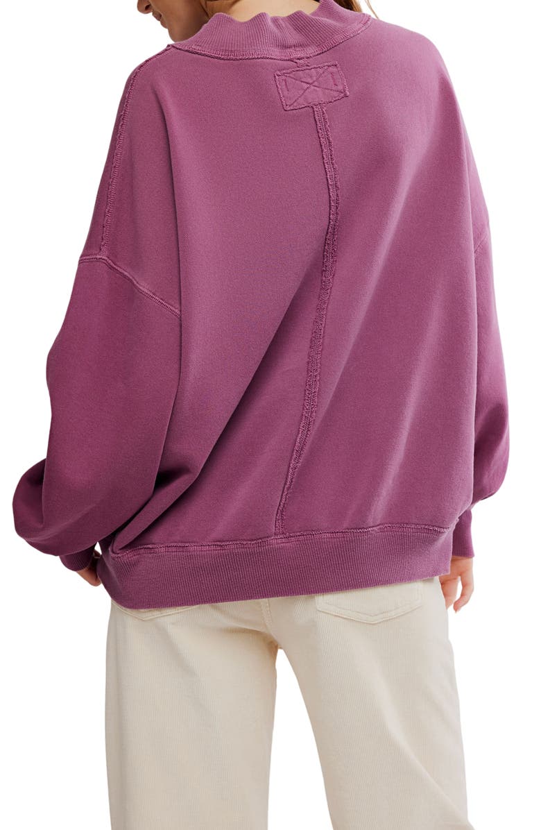 Free People Palm Springs Mock Neck Cotton Fleece Sweatshirt, Alternate, color, Damson