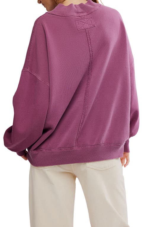 Free People Palm Springs Mock Neck Cotton Fleece Sweatshirt In Purple