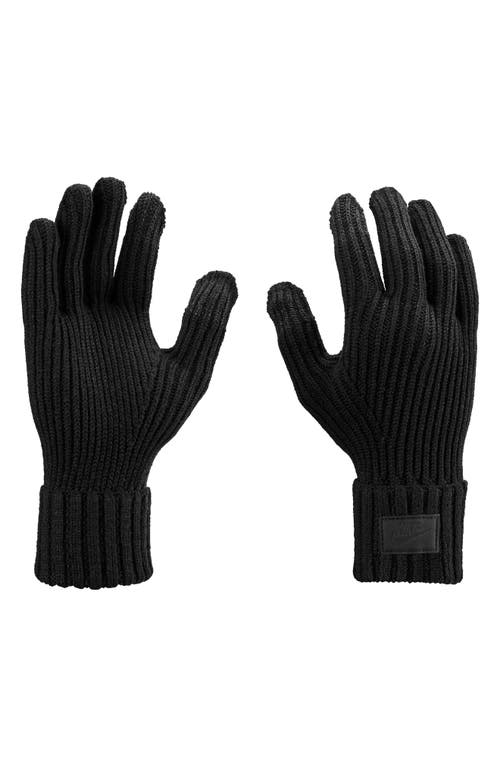 Nike City Rib Knit Gloves In Black
