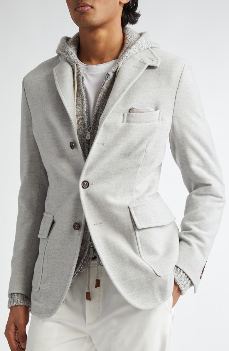 Eleventy Single Breasted Wool Knit Sport Coat, Alternate, color, Light Gray Melange