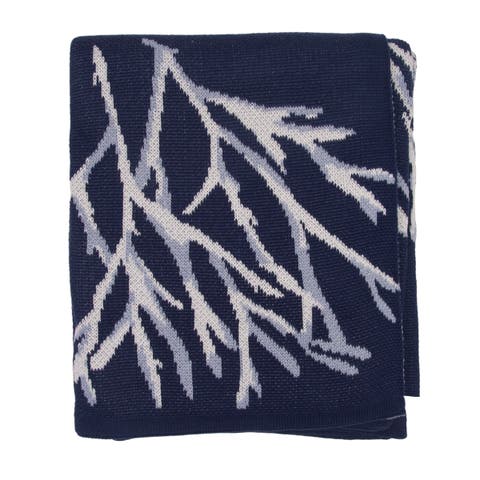 Coral Pattern Knit Throw Blanket
