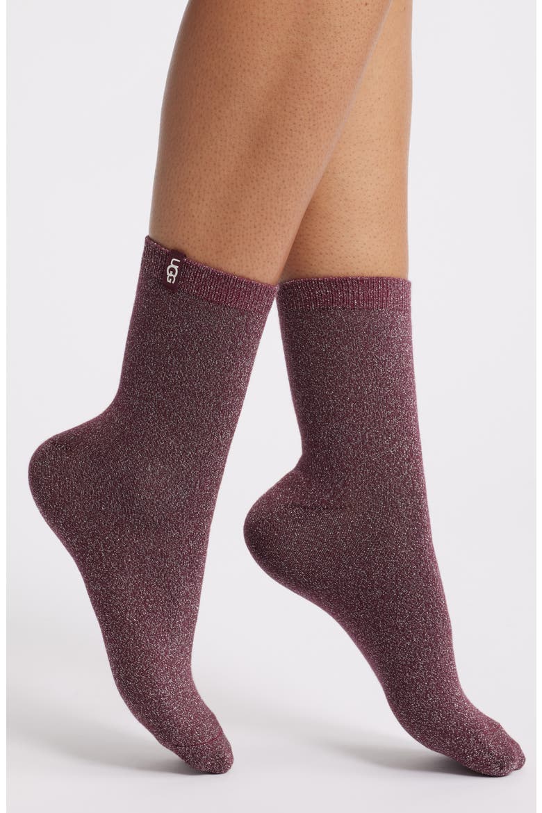 Lavinia Shimmer Quarter Socks, Main, color, WILD GRAPE