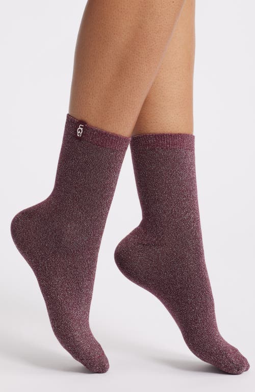 Ugg(r) Lavinia Shimmer Quarter Socks In Burgundy