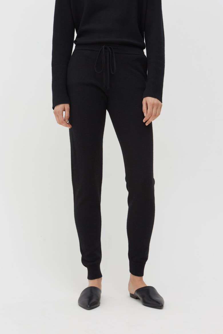 Pure Cashmere Track Pants, Alternate, color, Black