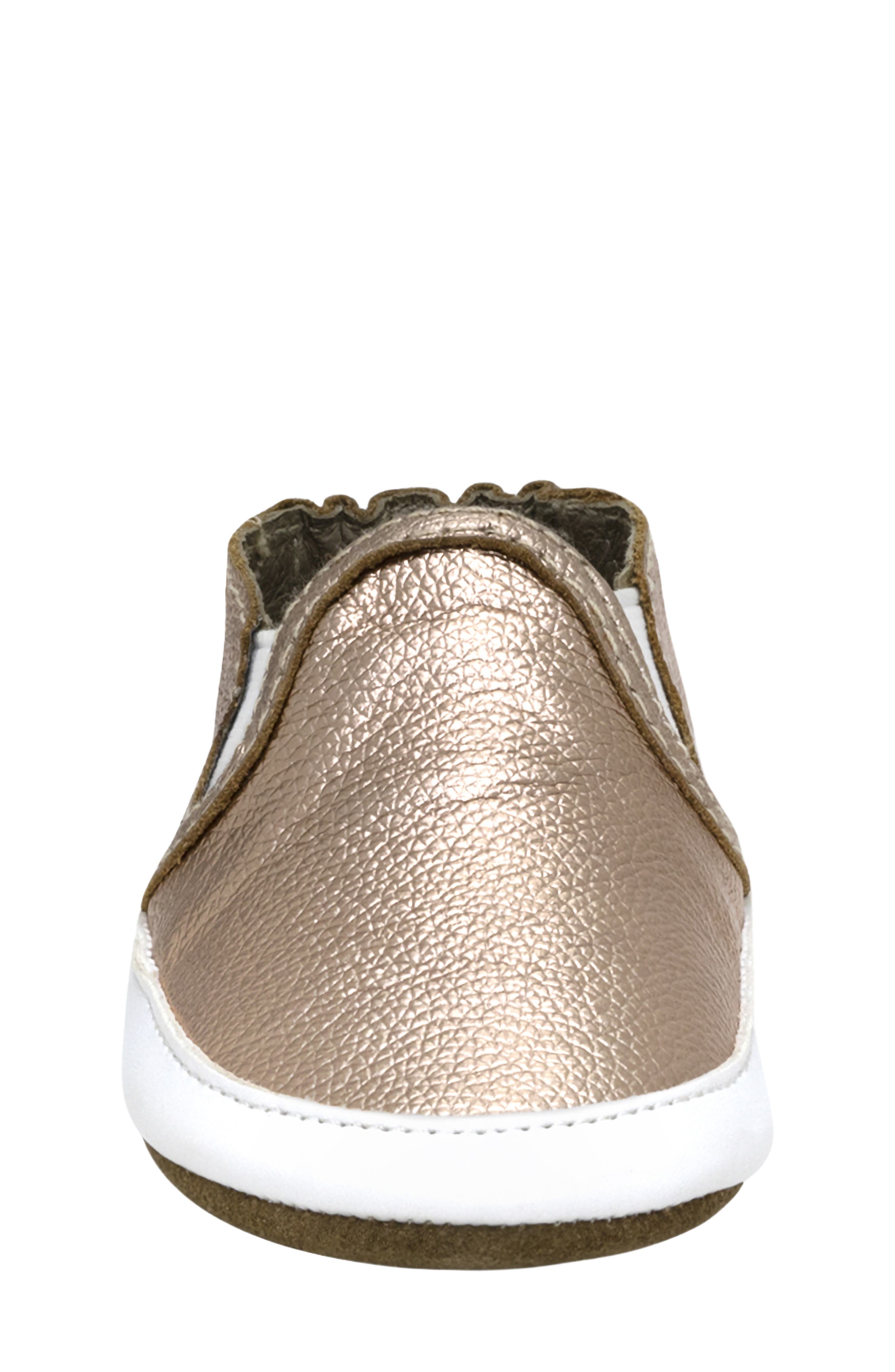Robeez<sup>®</sup> Kids' Leah Slip-On Leather Crib Shoe, Alternate, color, Gold