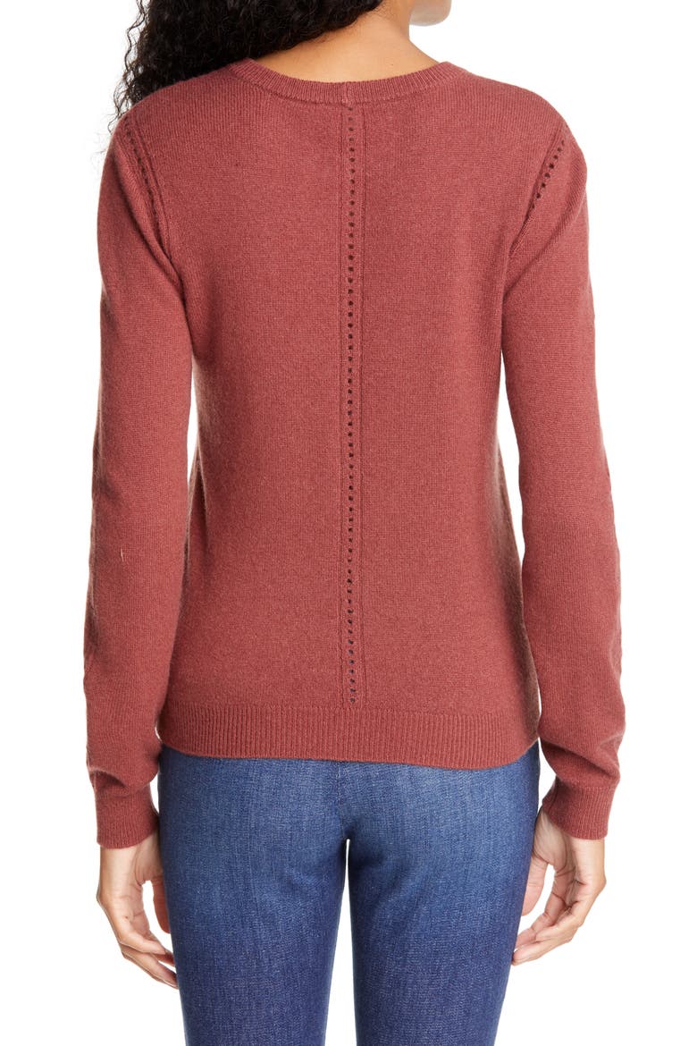 Pointelle Detail Wool & Cashmere Sweater, Alternate, color, SABLE