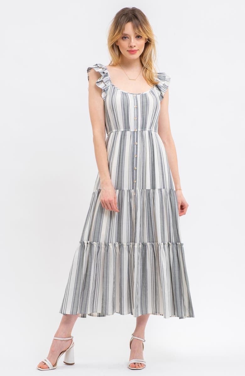 Blu Pepper Striped Maxi Dress, Alternate, color, Grey Multi