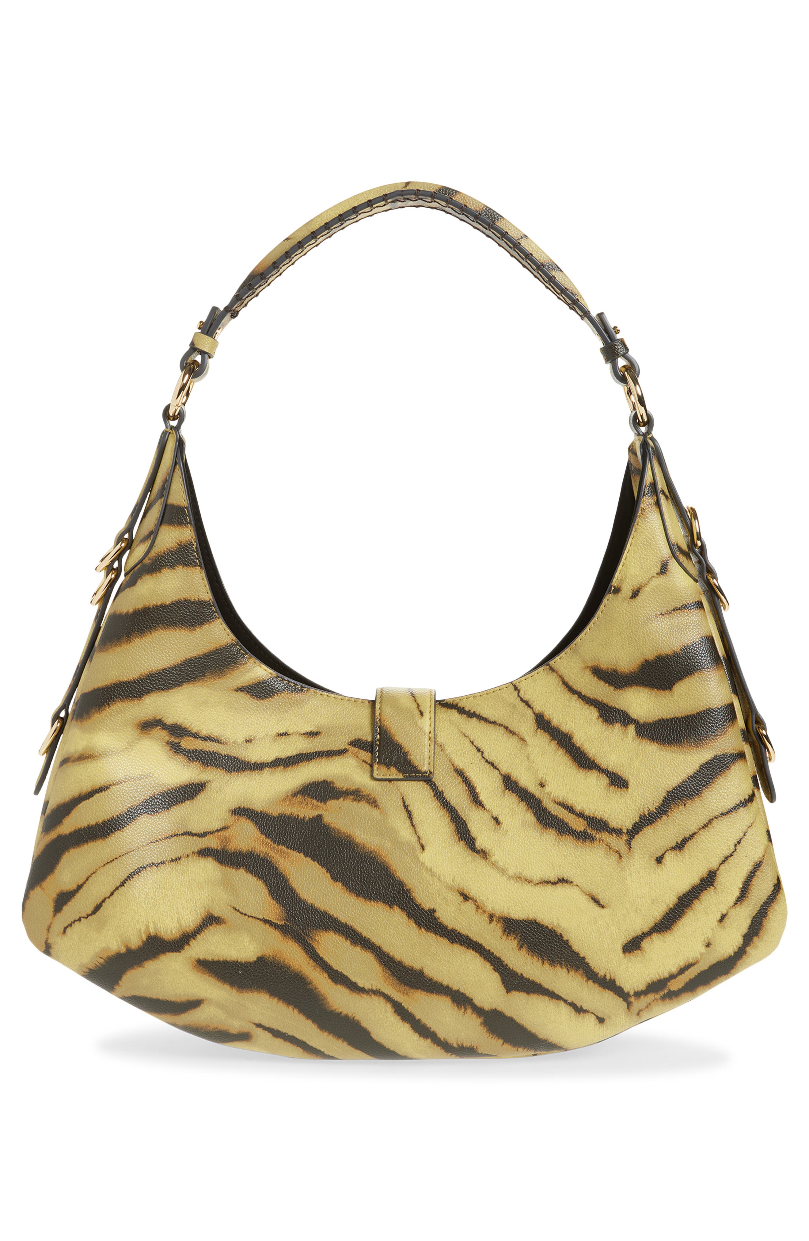 Ganni Small Kat Zebra Print Shoulder Bag, Alternate, color, 
