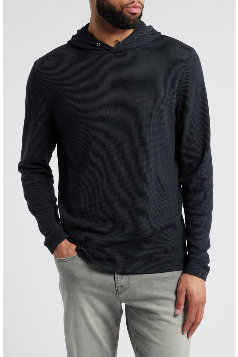 Brinson Waffle Pullover Hoodie, Main, color, BLACK