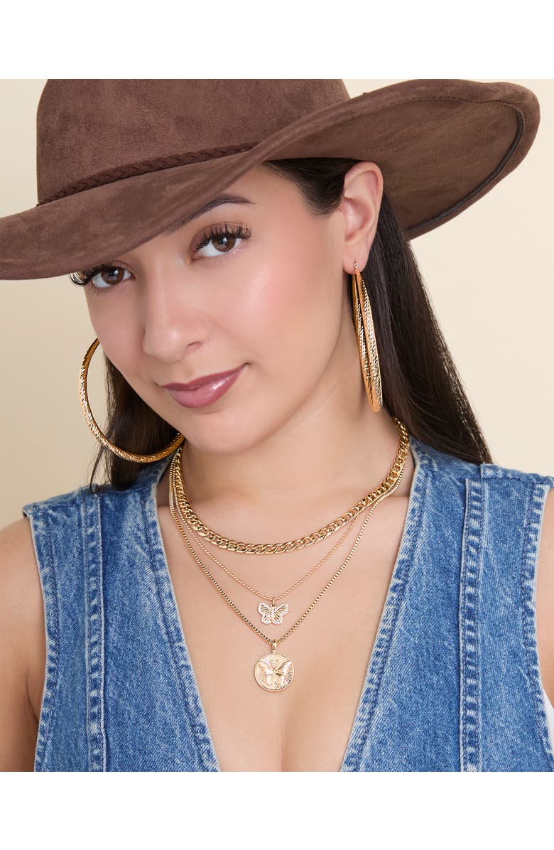 Jessica Simpson Wide Textured Hoop Earrings, Alternate, color, Gold