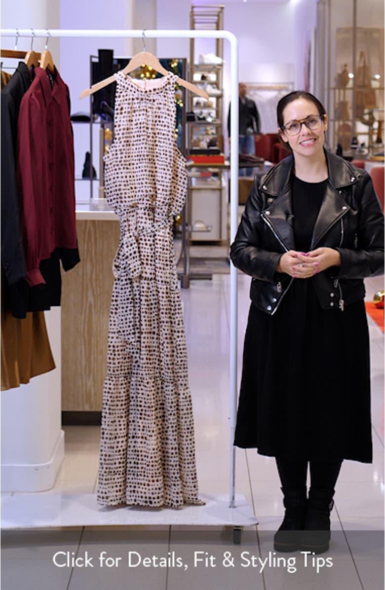 Dot Print Tiered Chiffon Maxi Dress, sales video thumbnail