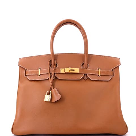 Birkin Handbag Brown Courchevel with Gold Hardware 35