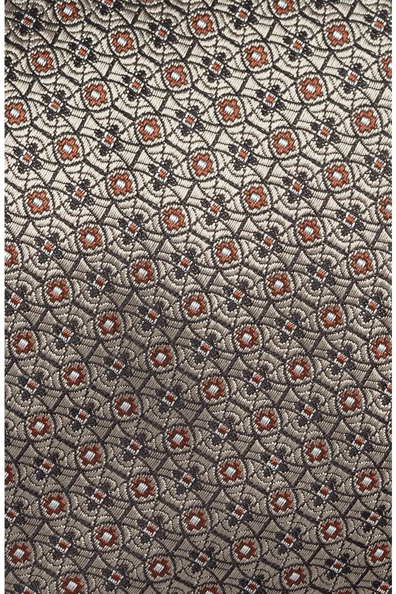 Medallion Silk Tie, Alternate, color, LIGHT BROWN