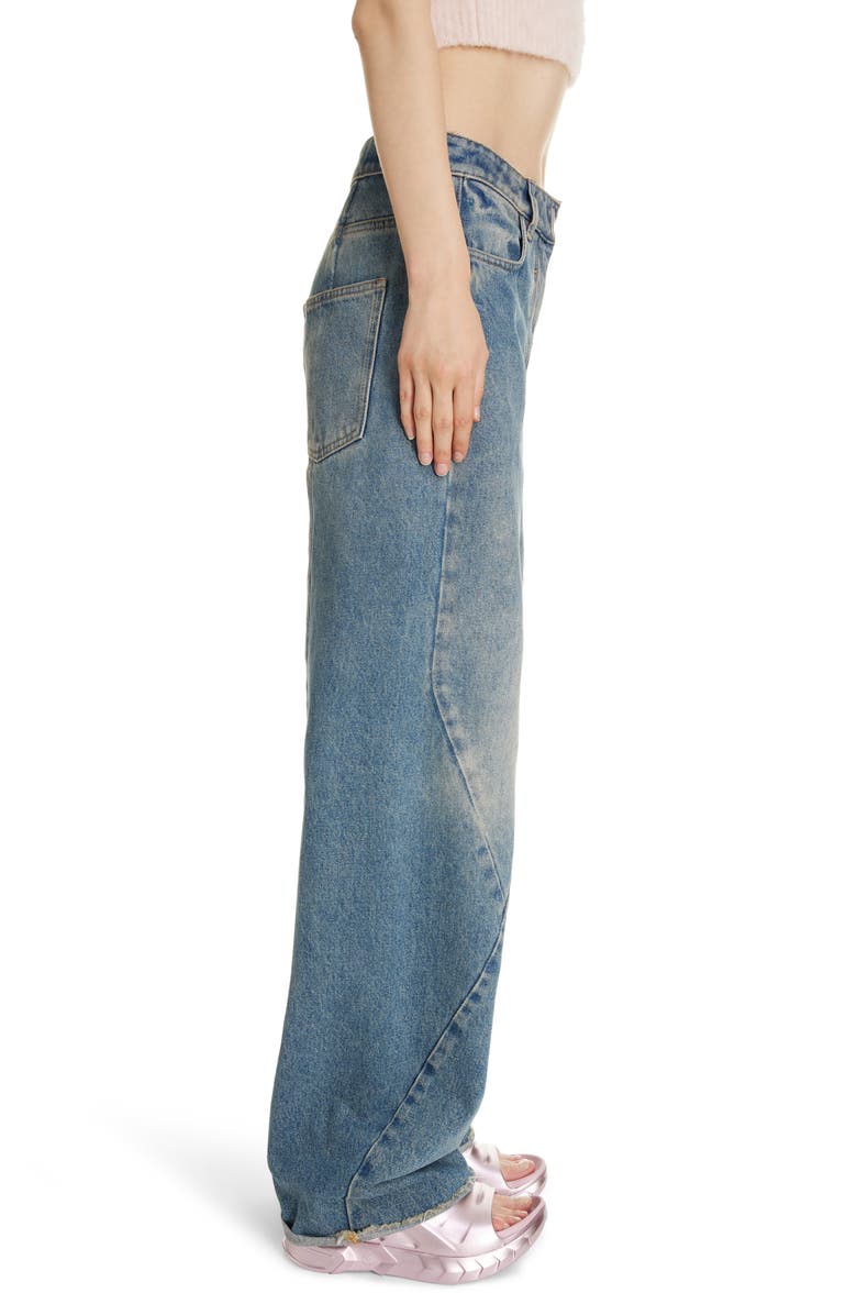 Givenchy Seam Detail Raw Hem Wide Leg Jeans, Alternate, color, 
