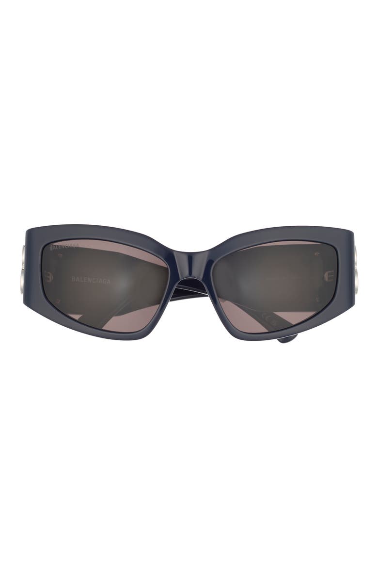 57mm Rectangular Sunglasses, Main, color, BLUE BLUE GREY