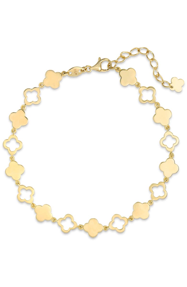 DEVATA Clover Chain Bracelet in 14K Gold, 7mm, Main, color, Yellow Gold