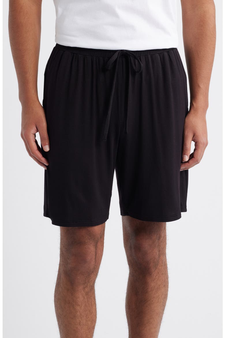 Moonlight Modal Blend Drawstring Lounge Shorts, Main, color, BLACK