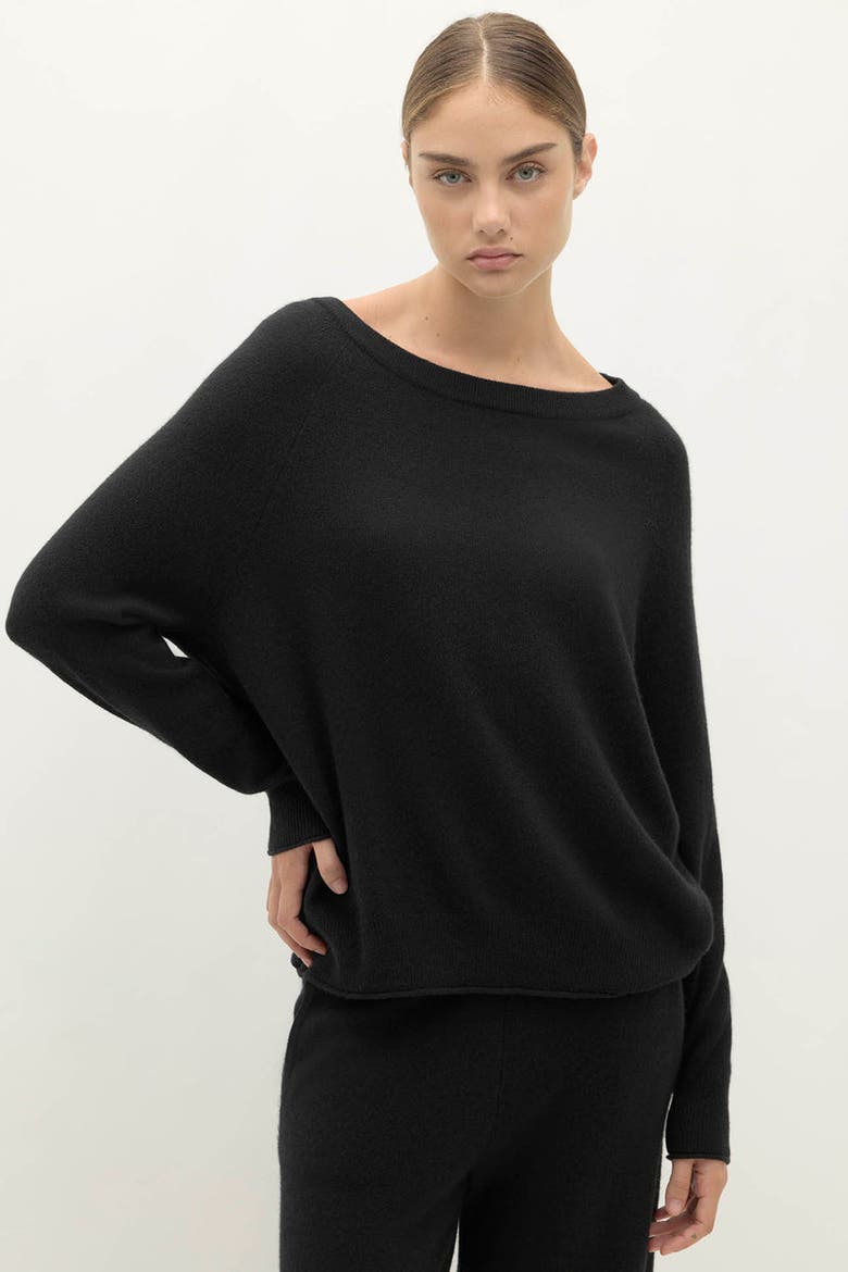 Azalea Cashmere Boatneck Sweater, Alternate, color, Black