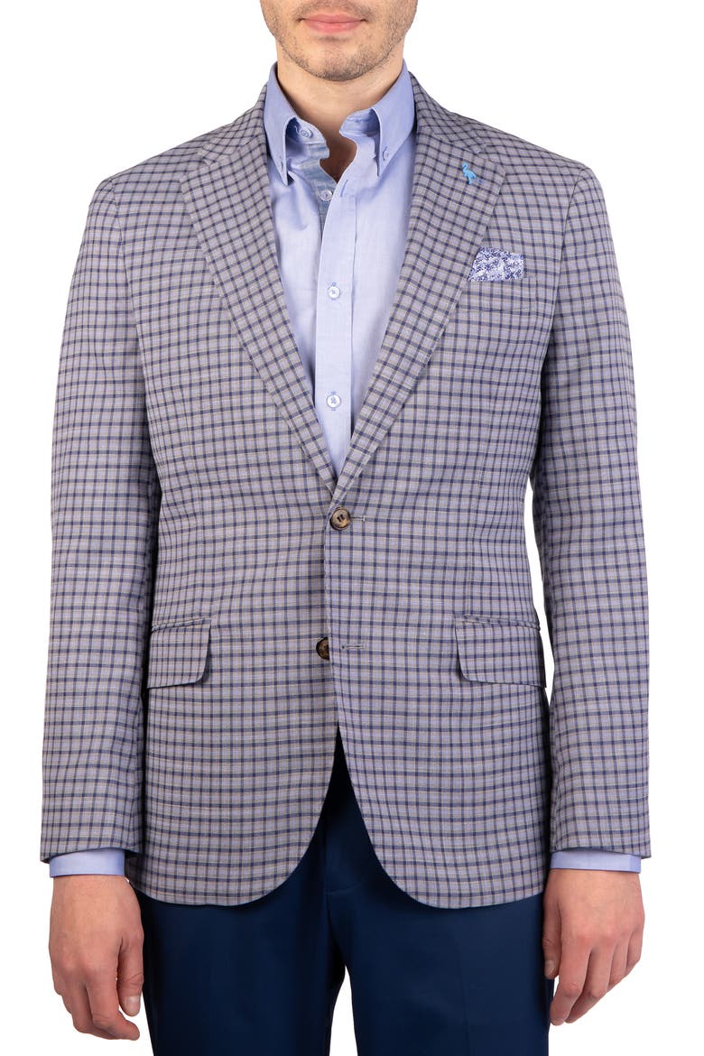 Mini Plaid Melange Sport Coat, Main, color, GREY
