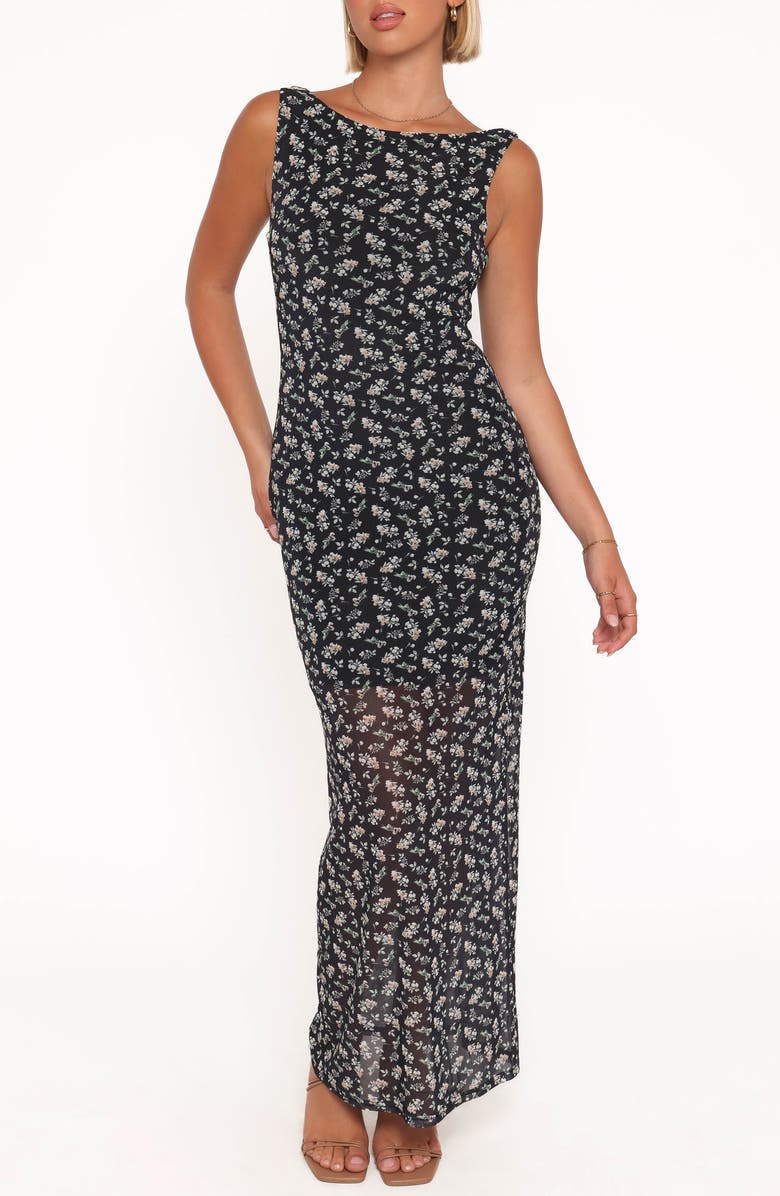 Petal & Pup Brissa Floral Sleeveless Maxi Dress, Main, color, Black Floral