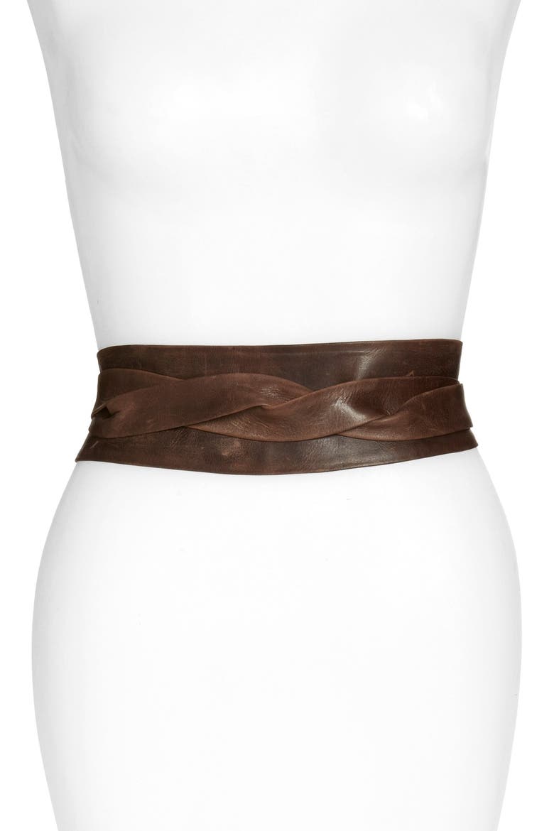 Leather Wrap Belt, Alternate, color, CHOCOLATE