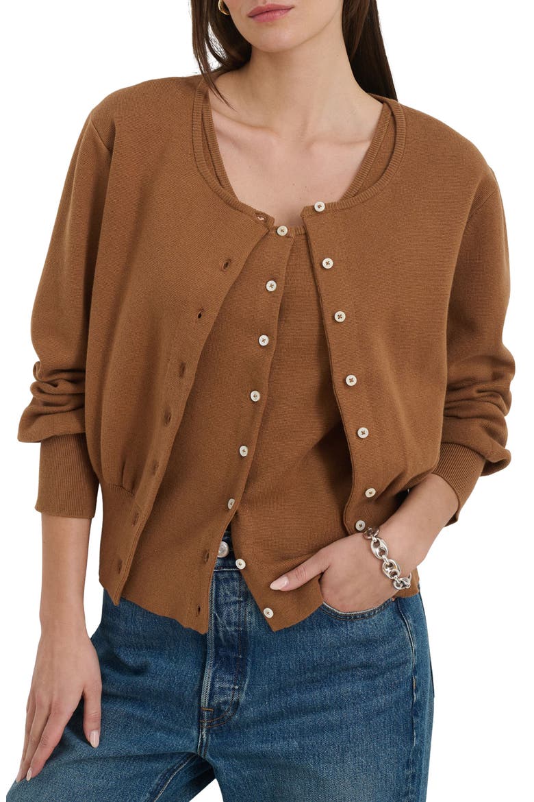 Louisa Cotton & Cashmere Cardigan, Main, color, MOCHACCINO