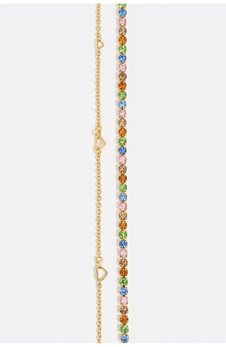 Bimba y Lola Double-Layer Crystals Logo Chain Necklace, Alternate, color, Black