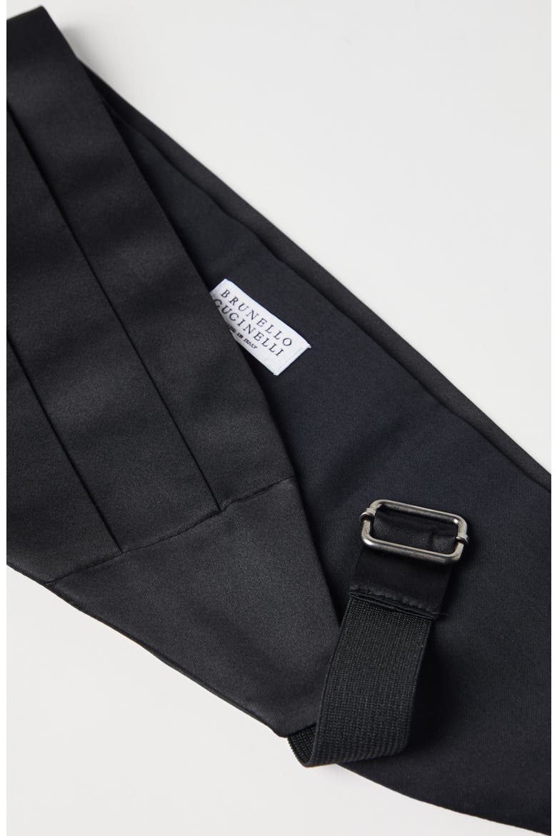 Cotton and silk satin cummerbund, Alternate, color, Black