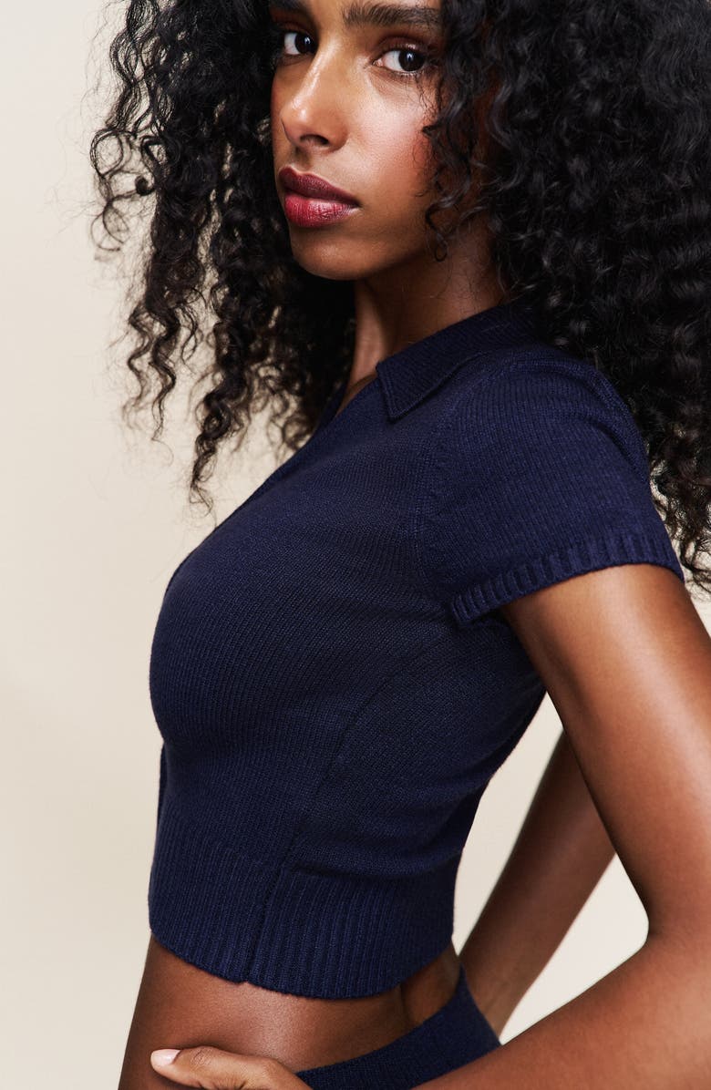 Guizio Calesia Zip Up Top, Alternate, color, Navy