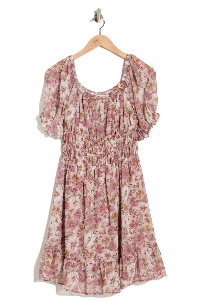 WEST K Puff Sleeve Dress, Main, color, Mauve Floral