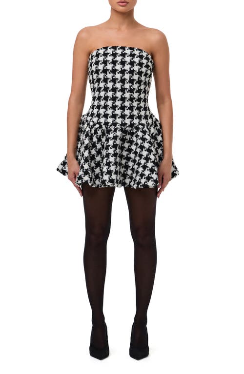 Naked Wardrobe Houndstooth Check Tweed Strapless Minidress In Multi