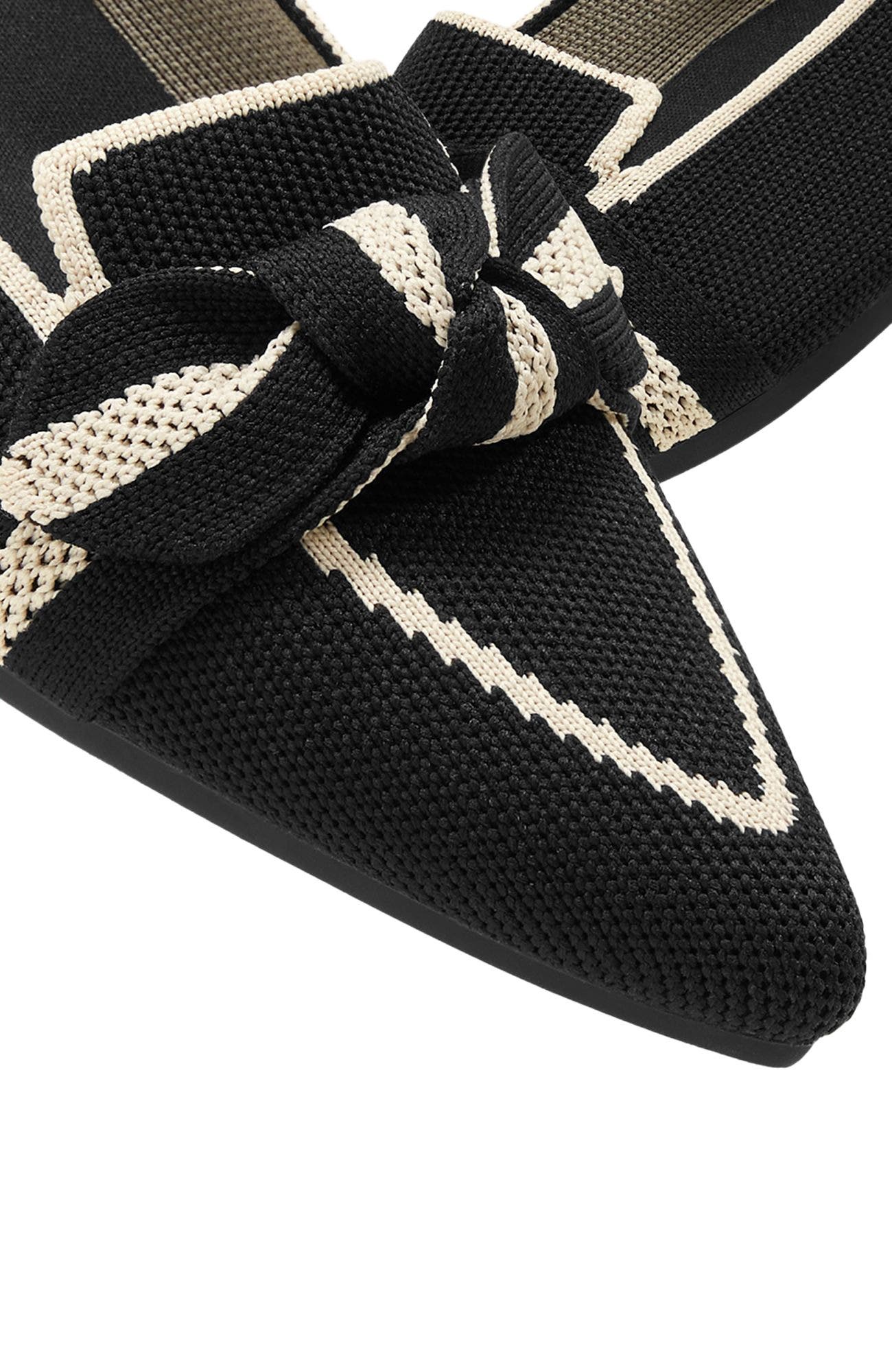 VIVAIA Pointed-Toe Bow Loafers, Alternate, color, Black Cream Ivory