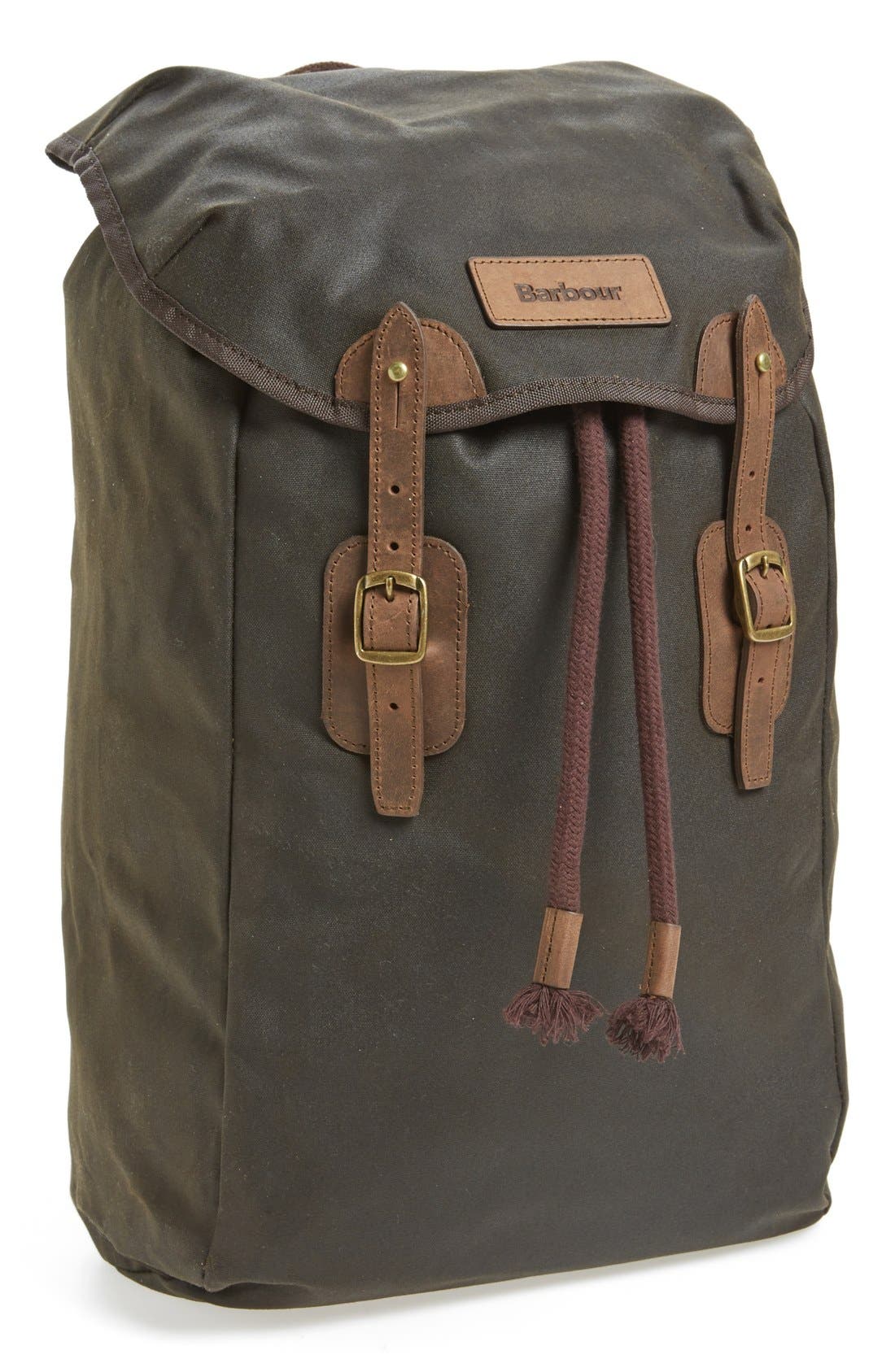 Barbour Waxed Canvas Backpack, Main, color, 