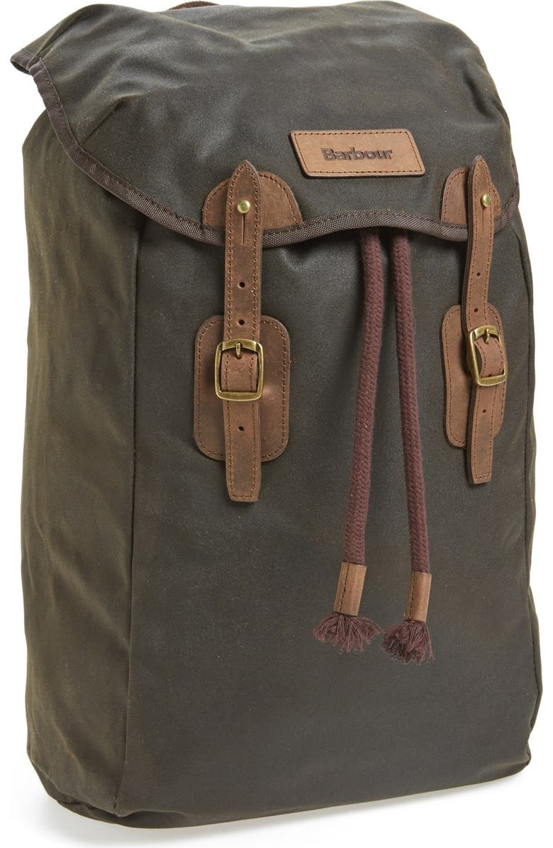 Barbour Waxed Canvas Backpack, Main, color,